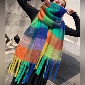 Colorful Plaid Long Scarf